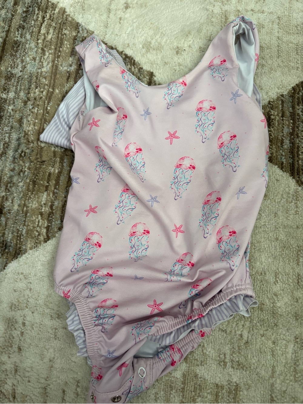 Kids One-Piece Swim Suit - Pink Jellyfish Print